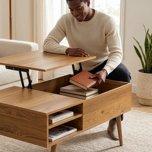 Salontafel Vasdabod met liftplaat 96x59x50 cm eikenlook [en.casa]