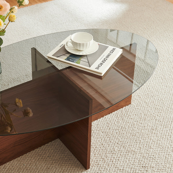 Salontafel Viroya 100x60x36 cm Notenhoutlook/Grijs [en.casa]