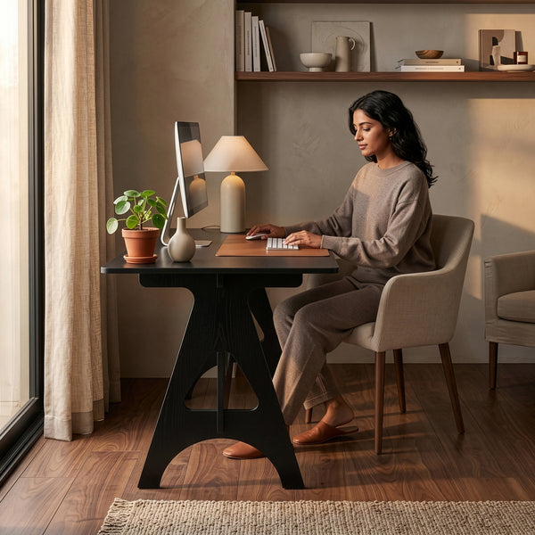 Bureau Bostenenna 120x60x75 cm Zwart met Houtnerf [en.casa]