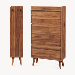 Schoenenrek Virievarnu 111x60x24 cm Notenhoutlook [en.casa]