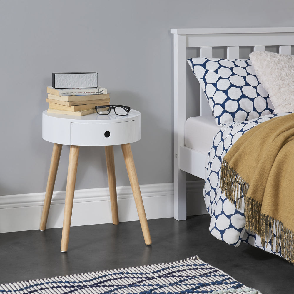 Nachtkastje Aurich 50x38x38 cm met lade Retrodesign Wit en.casa - premiumXL