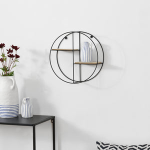 [en.casa] Wandrek rond zwart en hout 35x12 cm