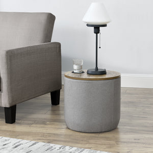 Salontafel Napier opbergtafel rond 41xØ43 cm hout en grijs