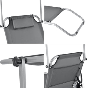 Ligstoel Falun inklapbaar ligbed met verstelbaar zonnedak antracietgrijs casa.pro