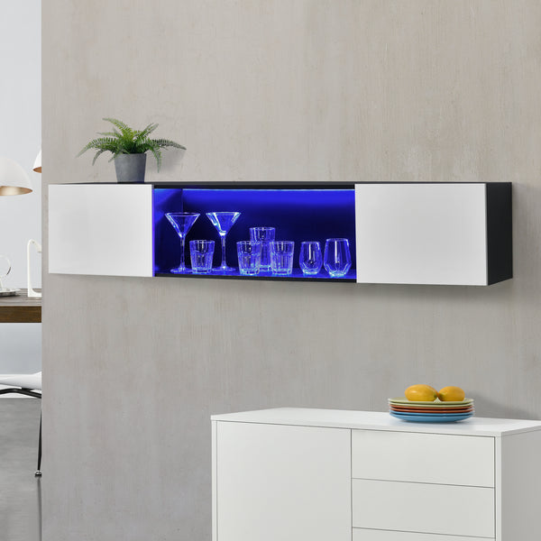 Zwevend kastje Thabong met LED verlichting 150x30x30 cm