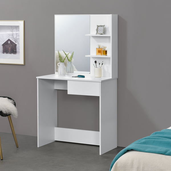 Kaptafel Rustenburg met spiegel wit 141x75x40 cm wit