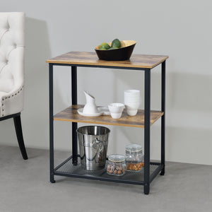 Keukentrolley Freiburg met 2 planken 76,5x60x40 hout zwart