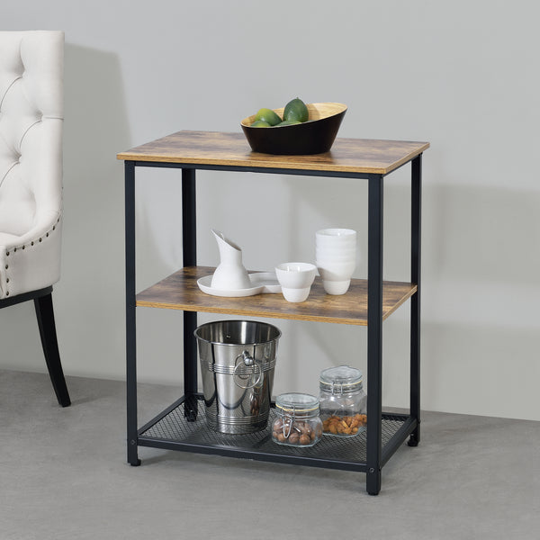 Keukentrolley Freiburg met 2 planken 76,5x60x40 hout zwart