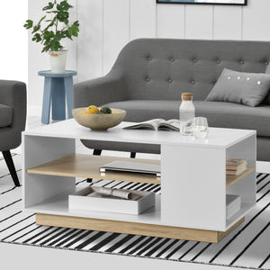 Salontafel Trelleborg 100x60x46 cm wit en eikenkleurig