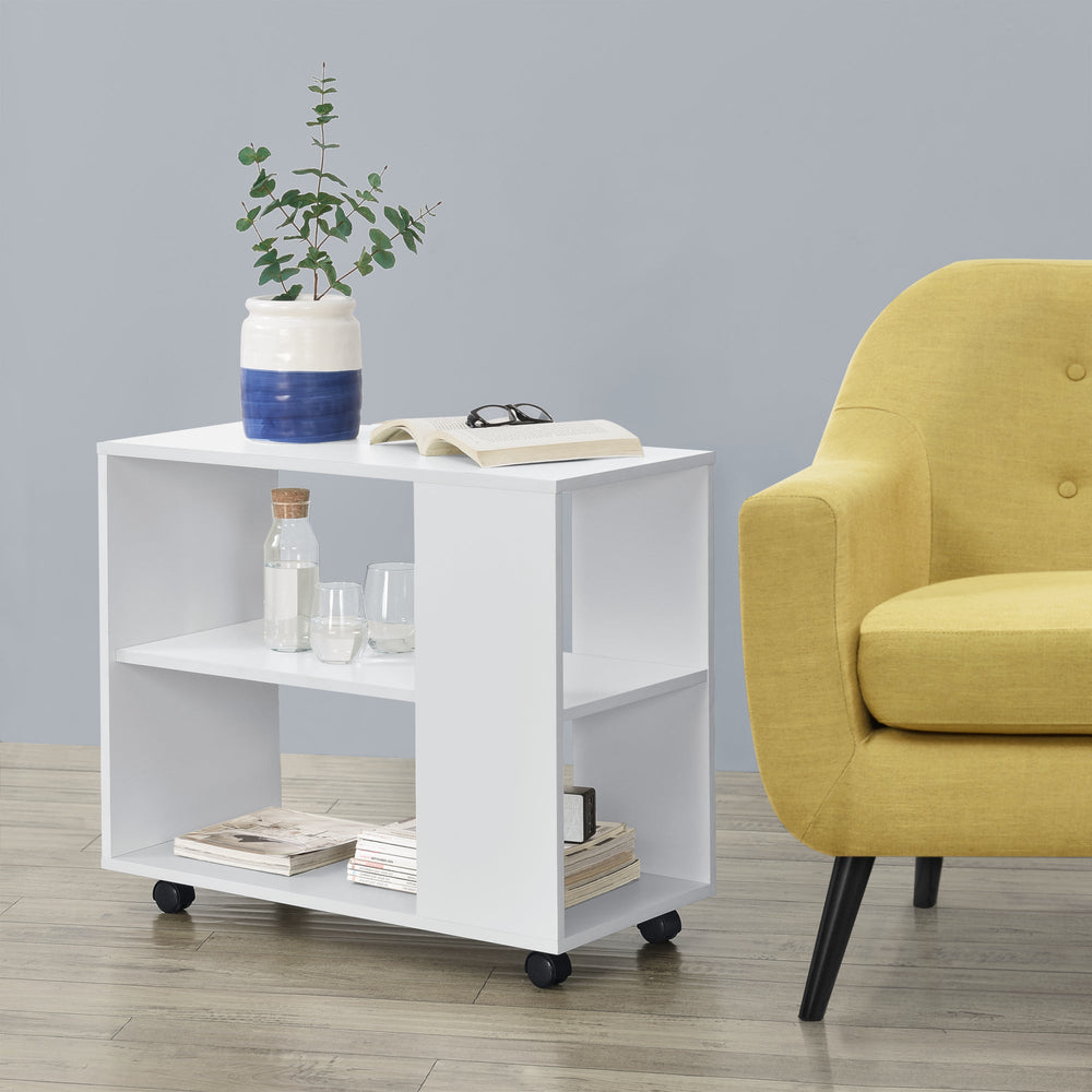 Salontafel Älvdalen 60x70x35 cm extra plank en vergrendelbare wielen Wit en.casa - premiumXL