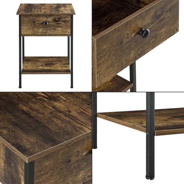 Bijzettafel Fagersta met lade 55x40x40 cm zwart en houtkleurig