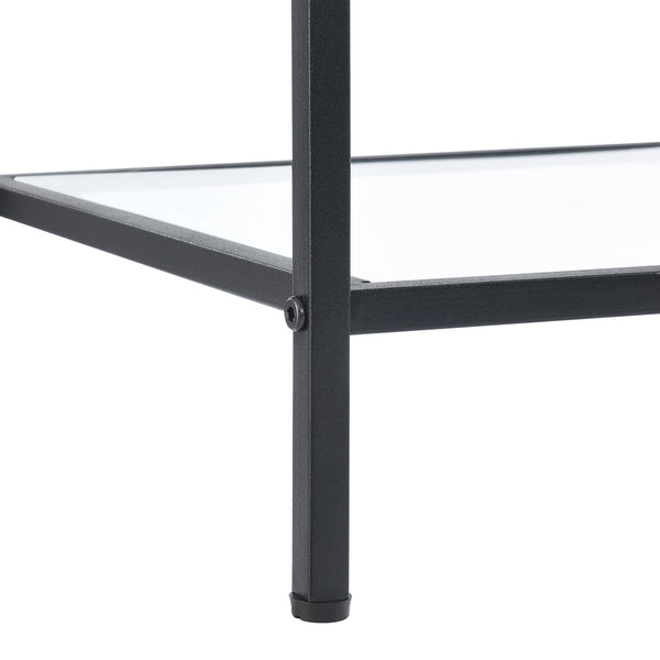 Bijzettafel Mariefred met plank 55x40x40 cm zwart en houtkleurig