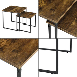 [en.casa] Bijzettafel Toreboda set van 2 zwart en houtkleurig