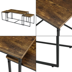 [en.casa] Salontafel Haparanda set van 3 zwart en houtkleurig