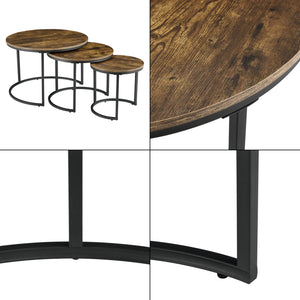[en.casa] Salontafel Arvidsjaur set van 3 zwart en houtkleurig