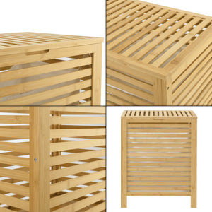 [en.casa] Wasmand bamboe met waszak en deksel 65 l