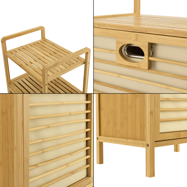 [en.casa] Bamboe wasmand Rendalen met plank 40x30x95 cm