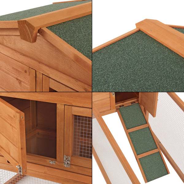 [en.casa] Konijnenhok Oberursel 68x156x52 cm houtkleurig