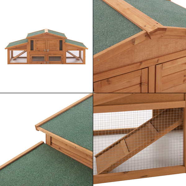 [en.casa] Konijnenhok Schmitten 72x180x62 cm houtkleurig