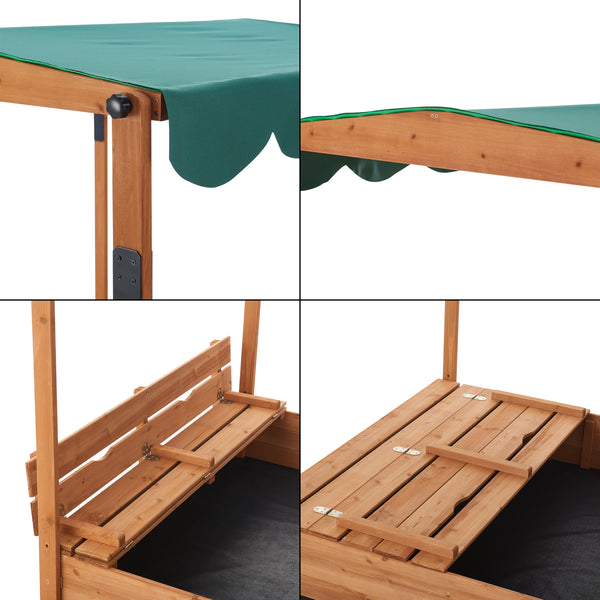Zandbak Pitsunda met banken en luifel 145x118x118 cm [en.casa]
