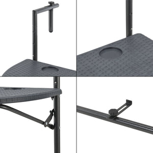 [en.casa] Balkontafel Cicala inklapbaar 83,5x60x64 cm donkergrijs