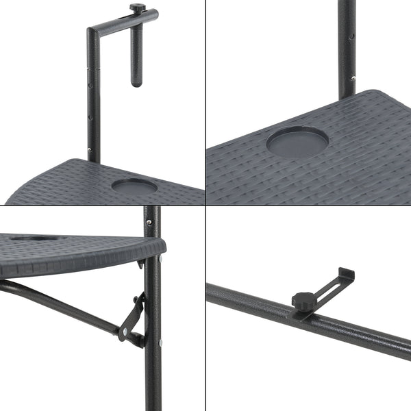 [en.casa] Balkontafel Cicala inklapbaar 83,5x60x64 cm donkergrijs