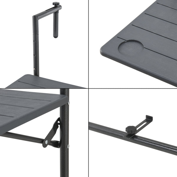 [en.casa] Balkontafel Badolato inklapbaar 83,5x60x60 cm donkergrijs