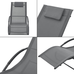 Ligstoel Tarent schommelstoel 174x63x88 cm donkergrijs [en.casa]