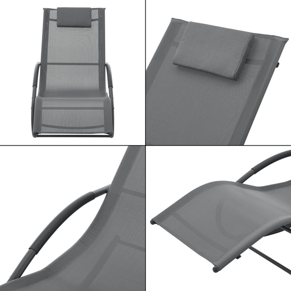 Ligstoel Tarent schommelstoel 174x63x88 cm donkergrijs [en.casa]