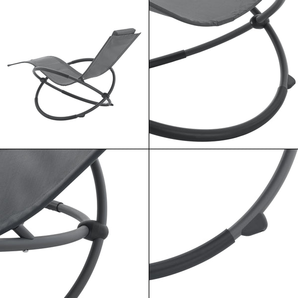 [en.casa] Ligstoel Pulsano schommelstoel 166x74x86 cm donkergrijs