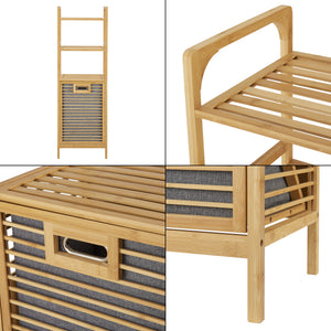 [en.casa] Wasmand Tidaholm bamboe met 2 planken 118x39,5x30,5 cm