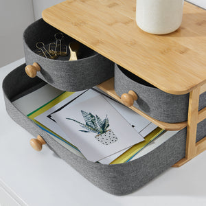 [en.casa] Bureau organizer Mäntsälä bamboe met 3 lades 15x35x23 cm
