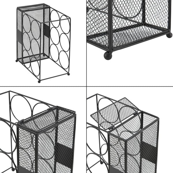 [en.casa] Wijnrek Drangedal metaal voor 6 flessen 33,5x29x18 cm zwart