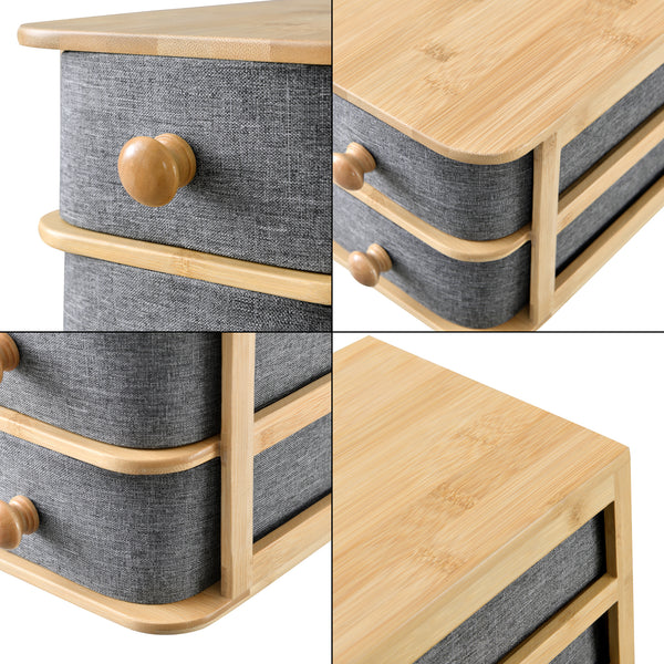[en.casa] Bureau organizer Arsivik met 2 lades bamboe 15,5x18x23 cm