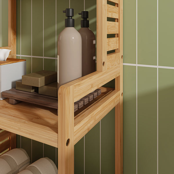 [en.casa] Staand rek Forssa bamboe 165x42x28 cm houtkleurig