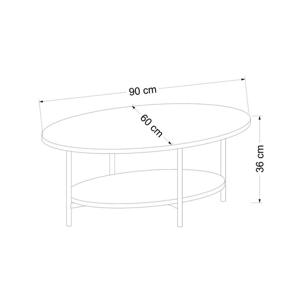 [en.casa] Salontafel Fredericia 36x90x60 cm Eiken wit en zwart