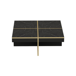 [en.casa] Salontafel Fjerritslev 35x90x90 cm marmer zwart en messing