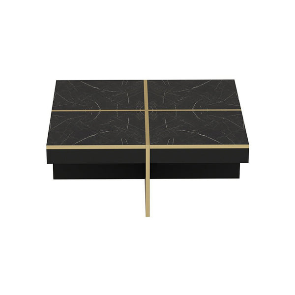 [en.casa] Salontafel Fjerritslev 35x90x90 cm marmer zwart en messing