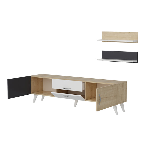 [en.casa] TV meubel met 2 planken Hadsten 160x31x31 cm meerkleurig