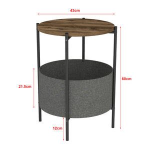 [en.casa] Bijzettafel Hofors 60xØ43 cm eiken antiek antraciet en grijs