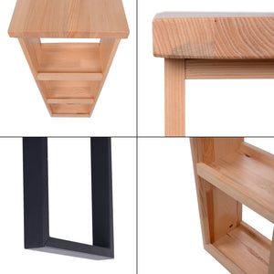 [en.casa] Bartafel Nørager met plank 89,5x90x29 cm houtkleurig en zwart