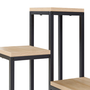 [en.casa] Plantenstandaard Ameland 67x34x34 cm zwart en houtkleurig