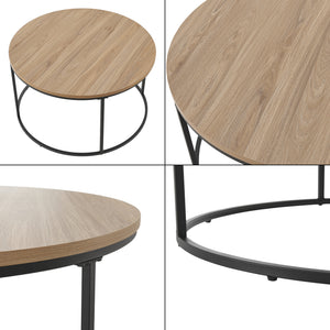 [en.casa] Salontafel Kuhmoinen rond 45x80 cm zwart mat en houtkleurig