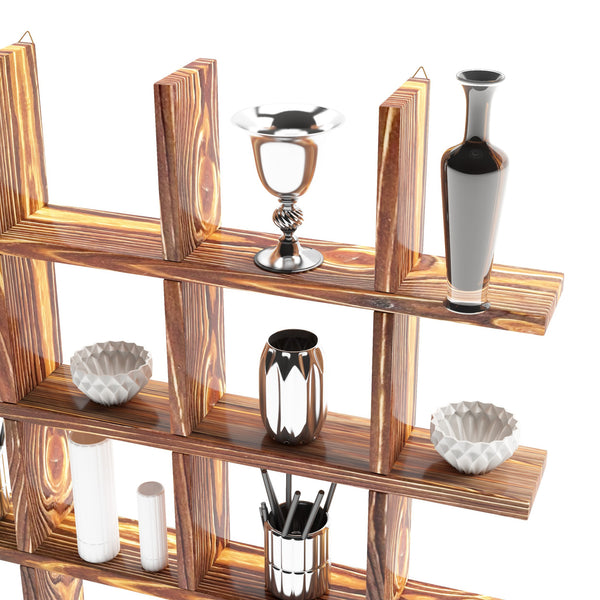 [en.casa] Wandplank Orimattila grenen 62x62x9 cm houtkleurig donker