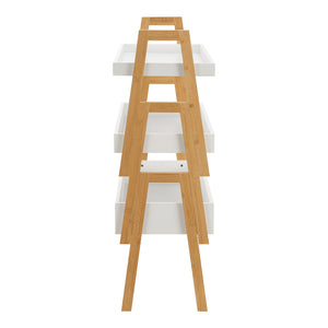 [en.casa] Plantenstandaard Hitra 3-delig bamboe wit en houtkleurig