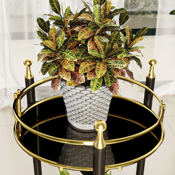 [en.casa] Plantenstandaard Oulainen 79x28x28 cm zwart en goudkleurig 