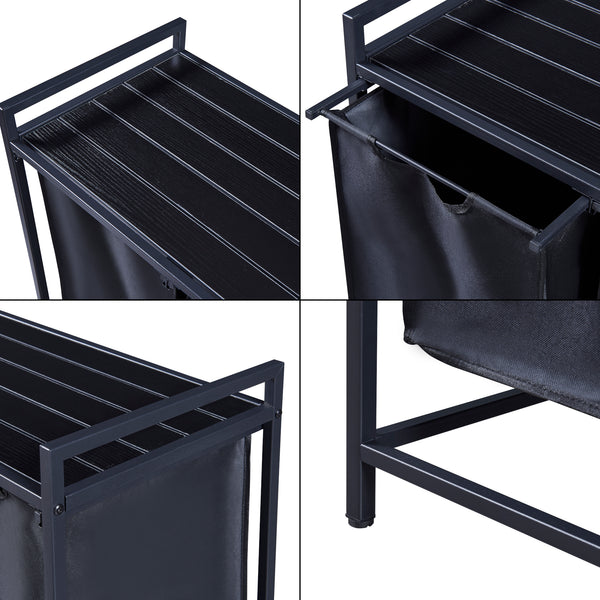 [en.casa] Wasmand Saltvik met 3 zakken 75,5x102,5x38 cm zwart