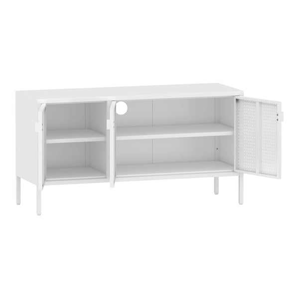 TV meubel Castelli 114x40x60 cm metaal met 3 deuren wit [en.casa]