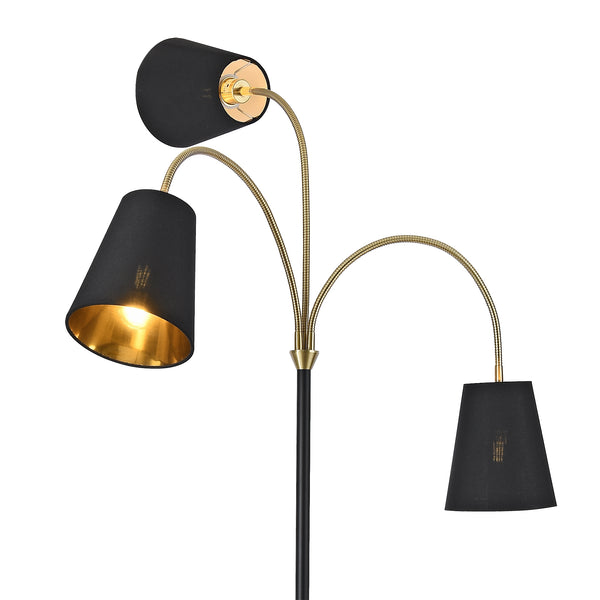 lux.pro Staande lamp Wycombe vloerlamp 154 cm 3xE14 zwart en goudkleurig