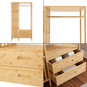 Kledingkast Varanger bamboe open kast 185x100x45 cm naturel [en.casa]